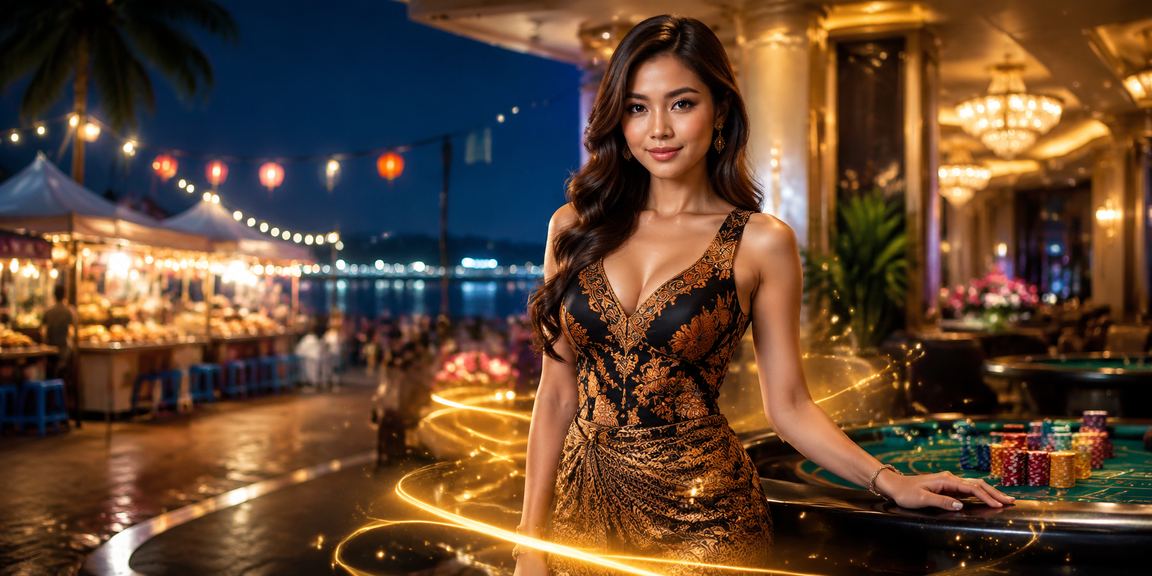 Pemandangan kasino dalam talian gaya Malaysia dengan neon ungu